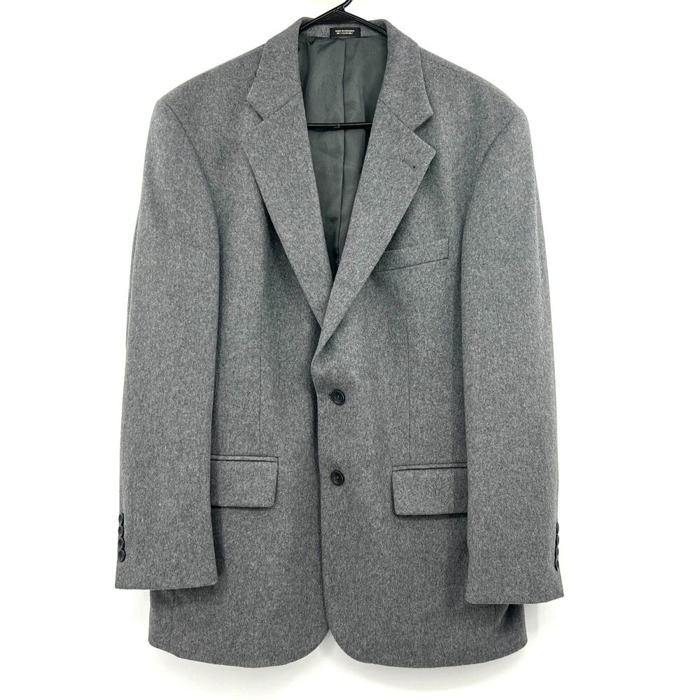 Oscar De La Renta Wool Cashmere Blazer 42R Gray 2 Button Sport Coat Jacket